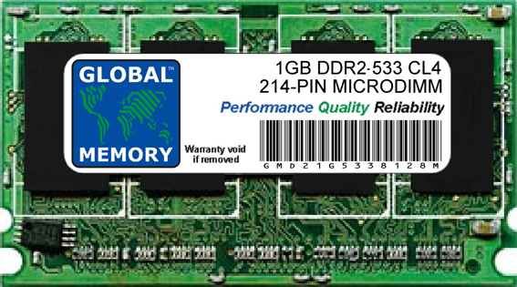 1GB DDR2 533MHz PC2-4200 214-PIN MICRODIMM MEMORY RAM FOR LAPTOPS/NOTEBOOKS 1GB DDR2 533MHz PC2-4200 214-PIN MICRODIMM MEMORY RAM FOR LAPTOPS/NOTEBOOKS